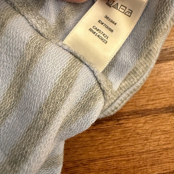 LOFT Striped Crewneck Sweatshirt Blue & Gray Terry Knit Size Medium - Picture 4 of 5